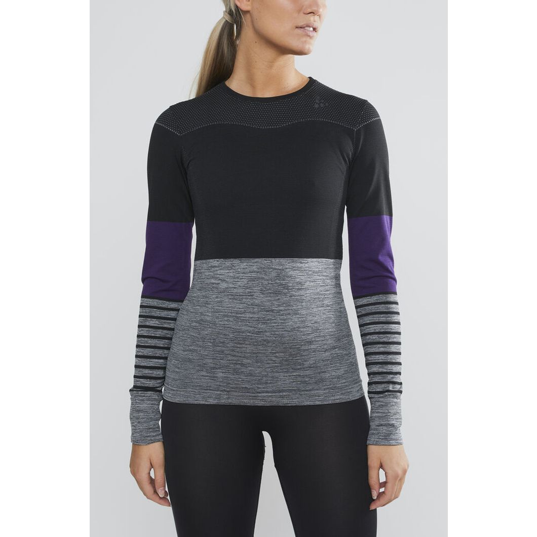 Fuseknit Comfort Blocked Rundhals Langarmshirt Damen