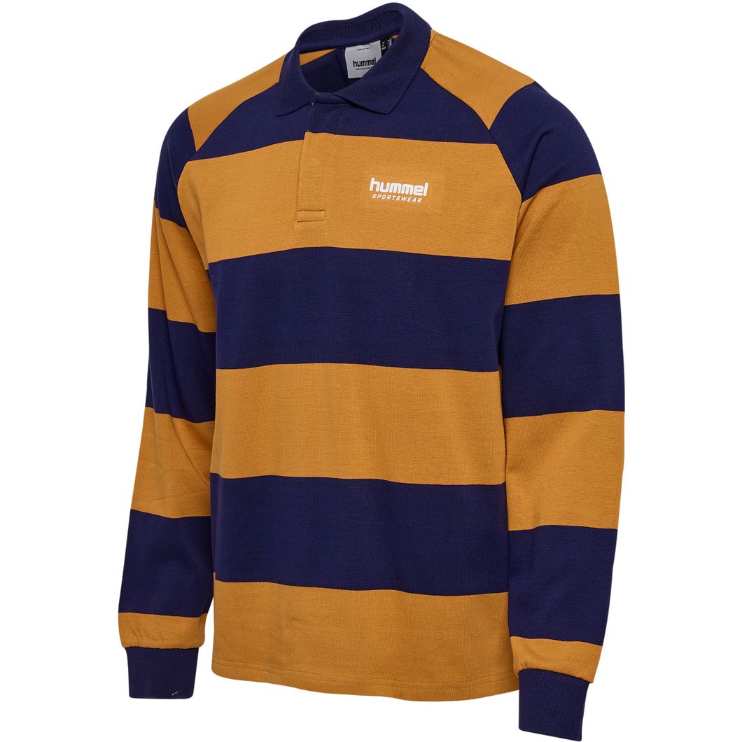 Loose Striped Polo Langarmshirt