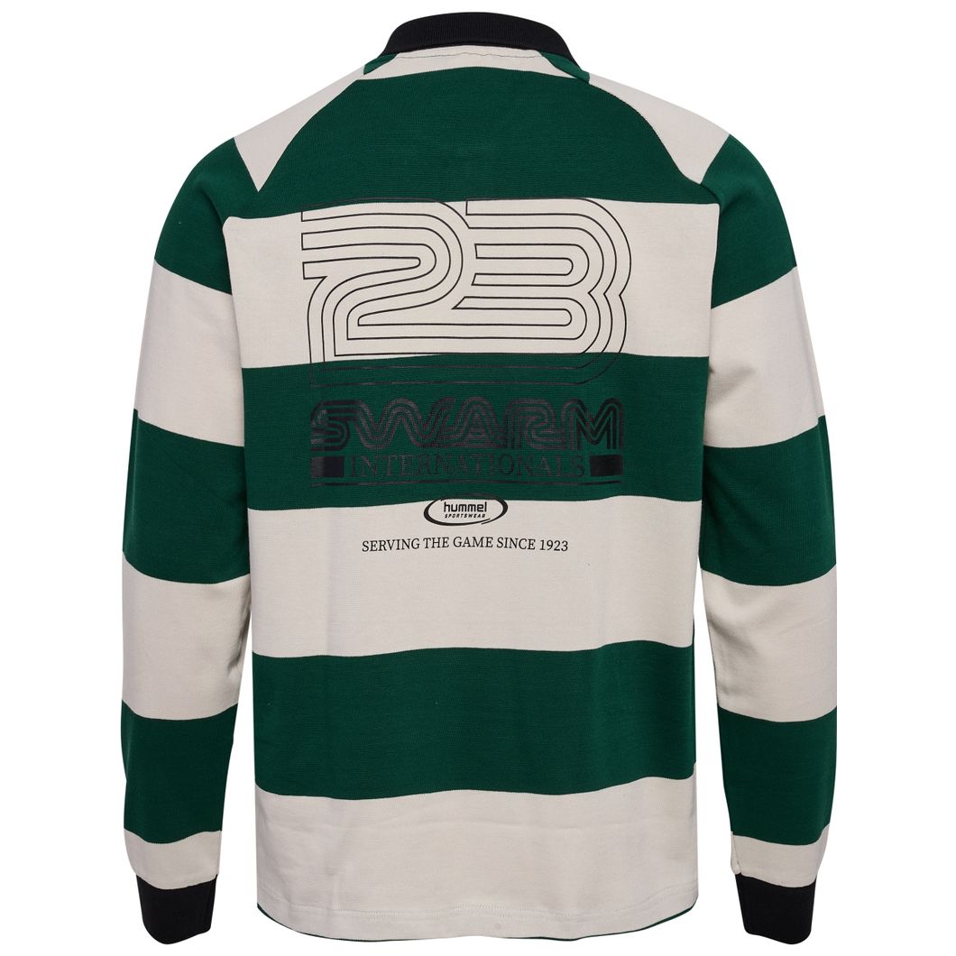 Loose Striped Polo Langarmshirt