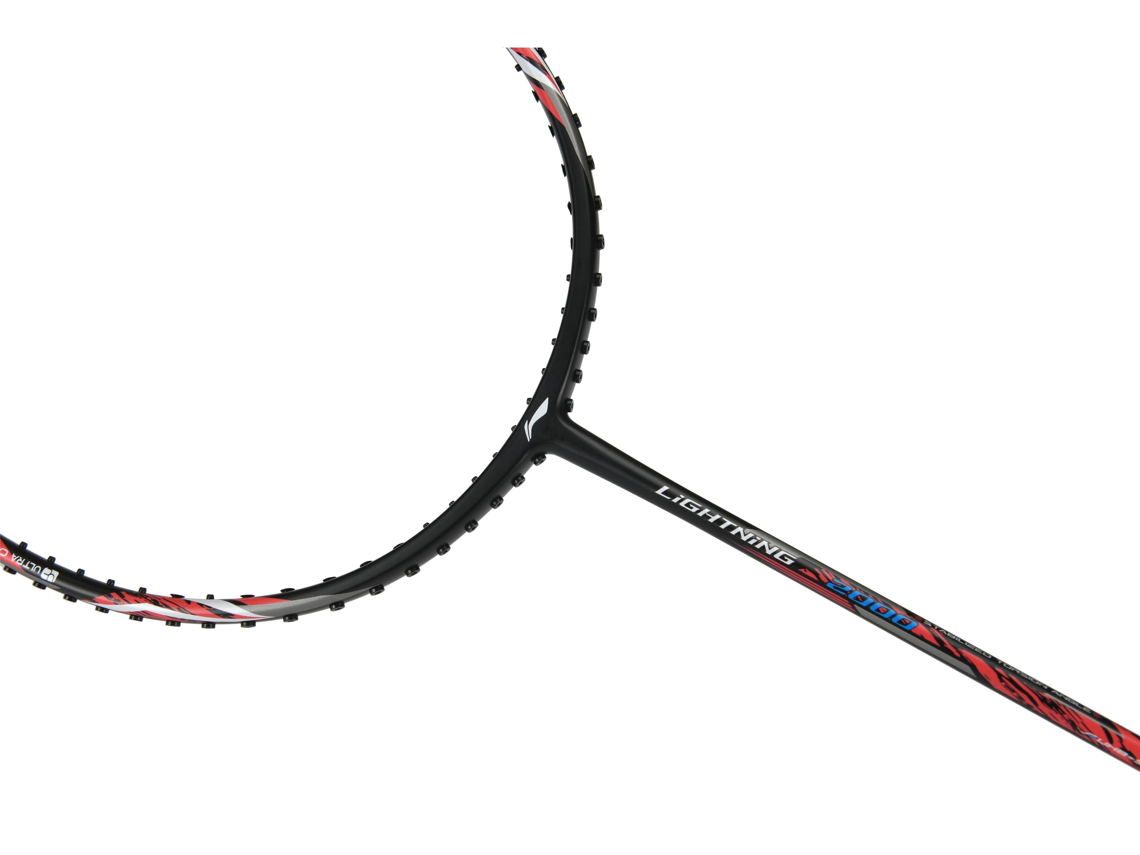 Badmintonschläger Lightning 2000 bespannt Rot-Schwarz - AYPR010-3
