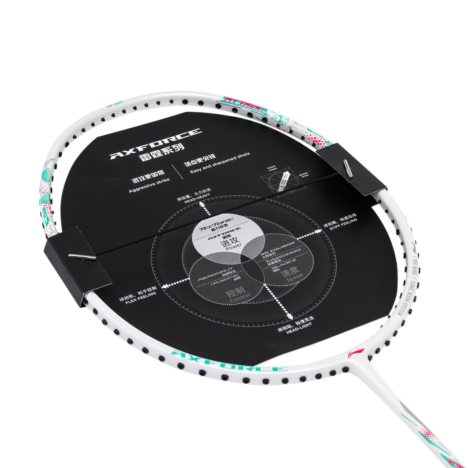 Badmintonschläger AXFORCE BIGBANG (7U) weiß - unbespannt - AYPS275-1/AYPT291-7