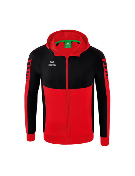 Six Wings Trainingsjacke mit Kapuze Erwachsene; Kinder rot/schwarz