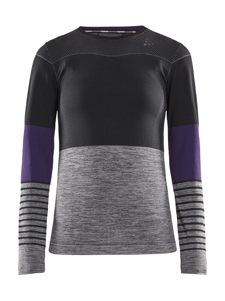 Fuseknit Comfort Blocked Rundhals Langarmshirt Damen