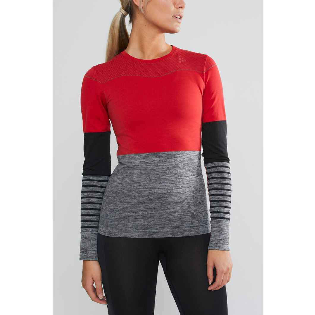 Fuseknit Comfort Blocked Rundhals Langarmshirt Damen