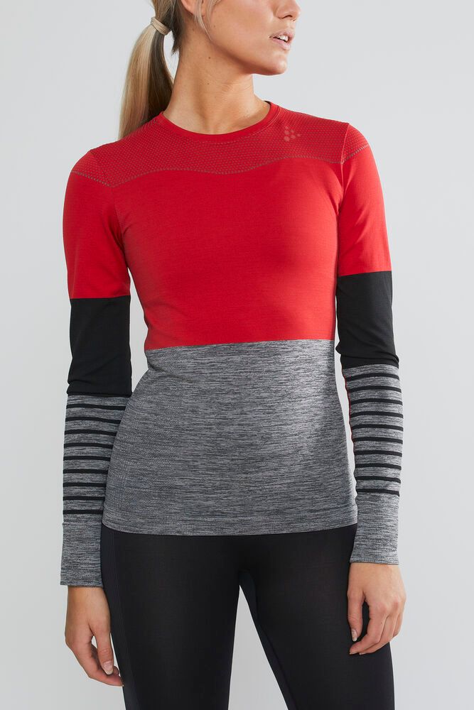 Fuseknit Comfort Blocked Rundhals Langarmshirt Damen