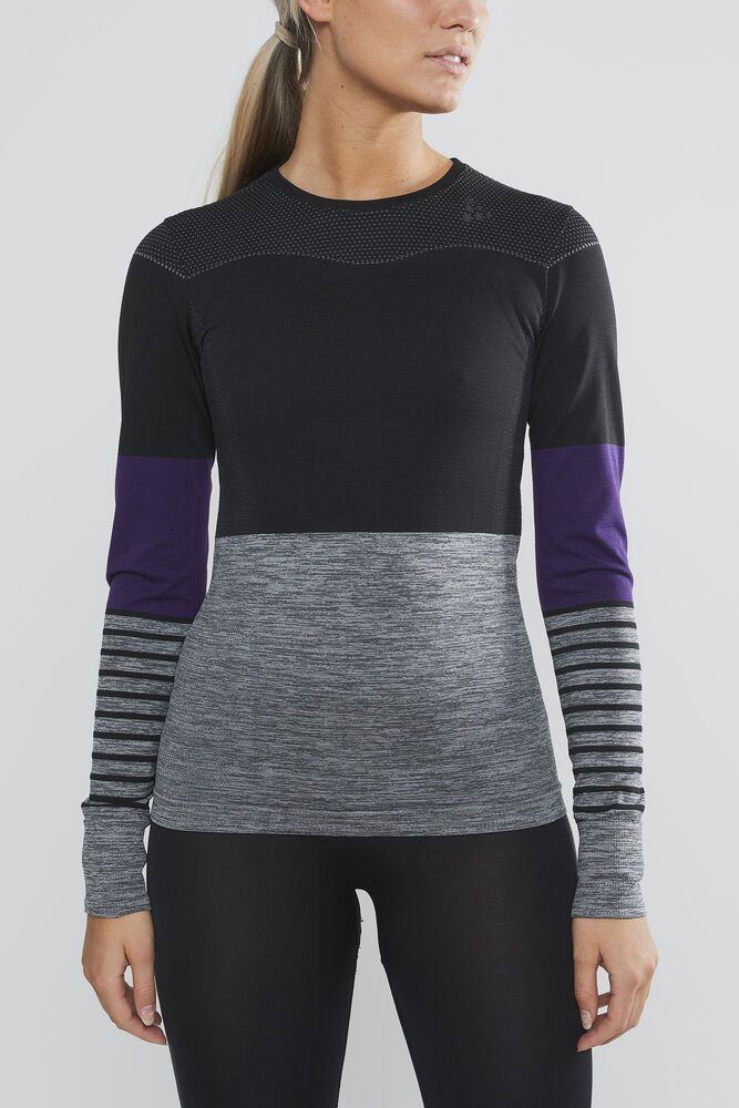 Fuseknit Comfort Blocked Rundhals Langarmshirt Damen