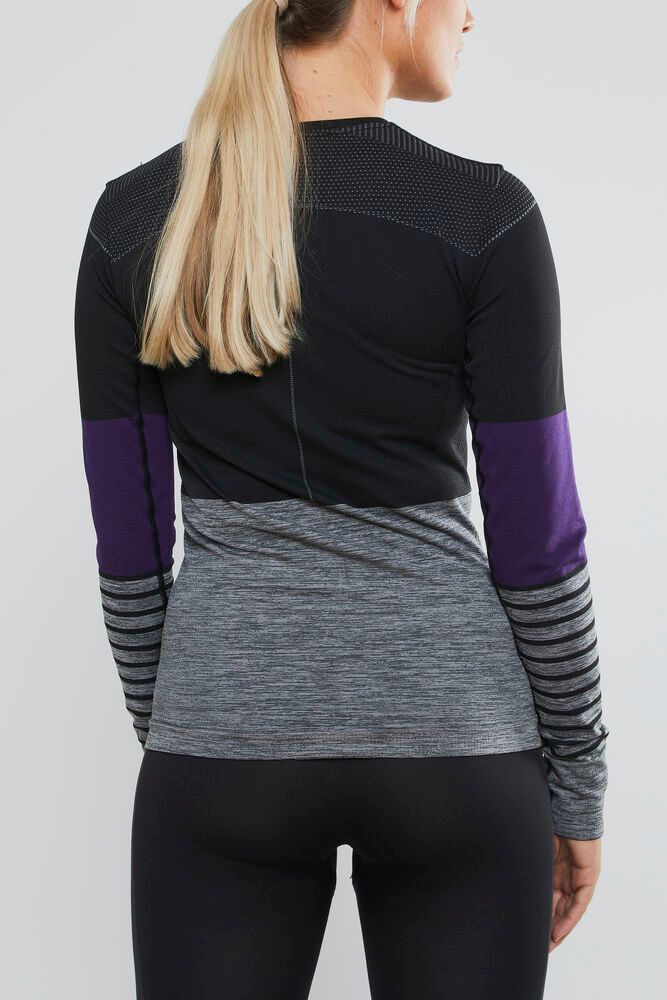 Fuseknit Comfort Blocked Rundhals Langarmshirt Damen