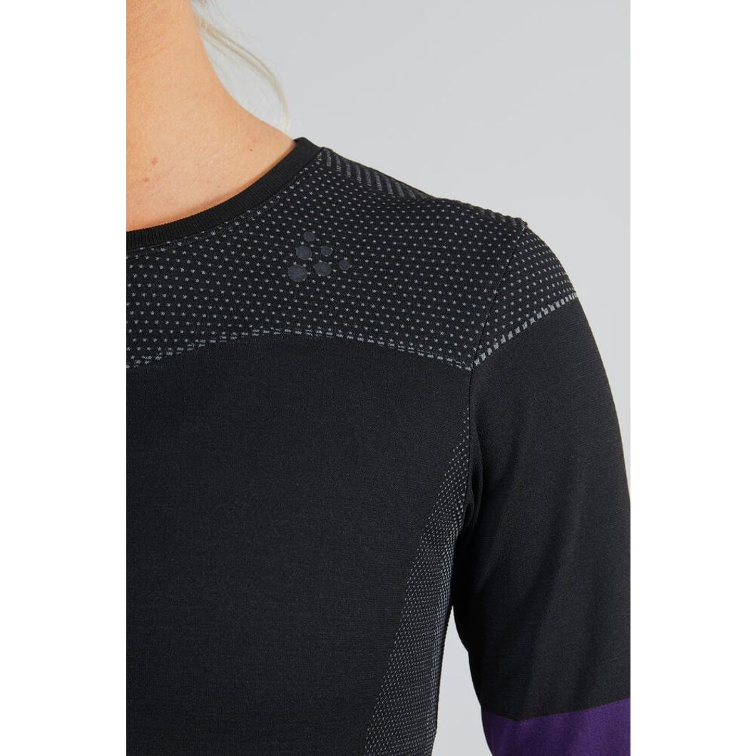Fuseknit Comfort Blocked Rundhals Langarmshirt Damen
