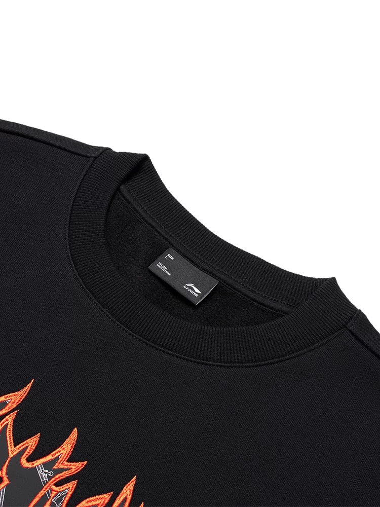 Unisex Skateboard Casual Sweater "LN FIRE" schwarz - AWDT949-1