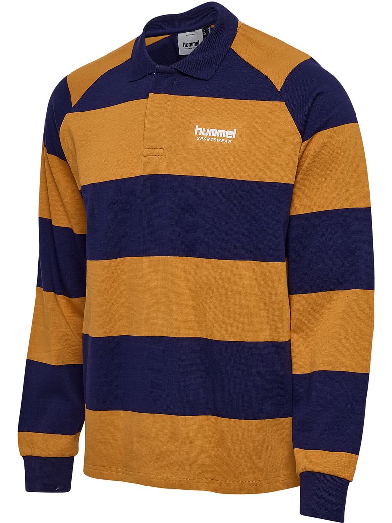 Loose Striped Polo Langarmshirt