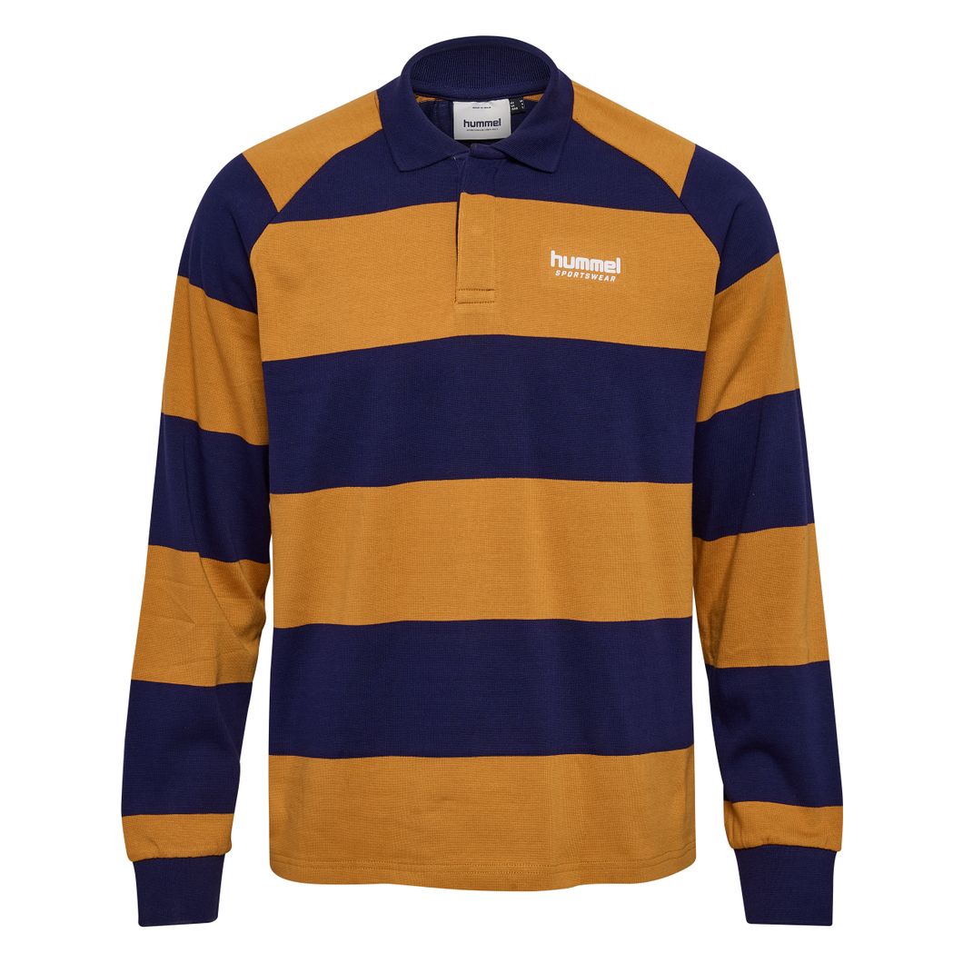 Loose Striped Polo Langarmshirt
