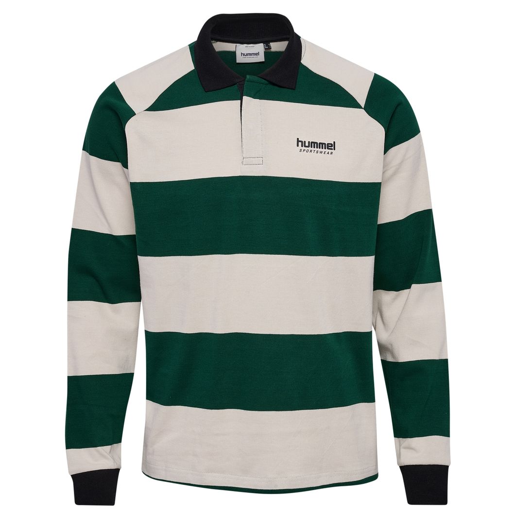 Loose Striped Polo Langarmshirt