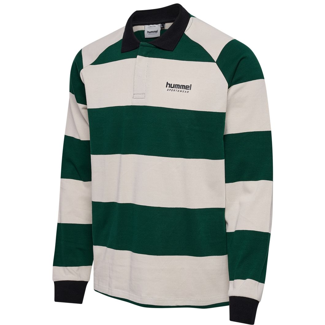 Loose Striped Polo Langarmshirt