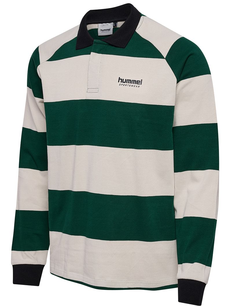 Loose Striped Polo Langarmshirt