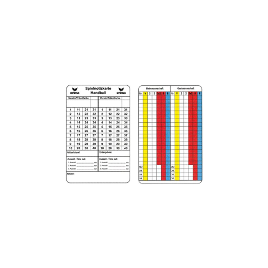 Spielnotizkarten Handball