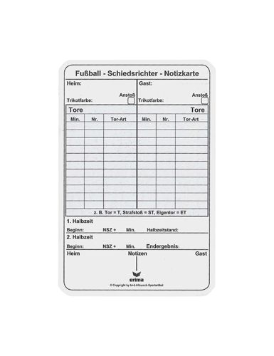 Spielnotizkarten Fussball