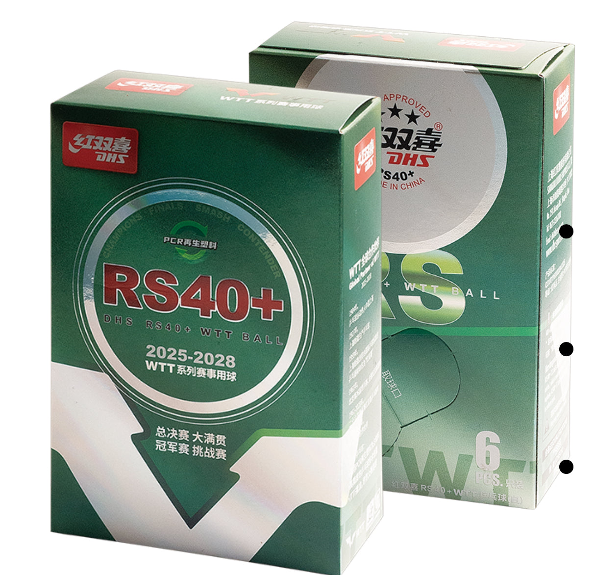 DHS Tischtennisball RS40+ WTT Weiß (6 Pack) DXAV002-2