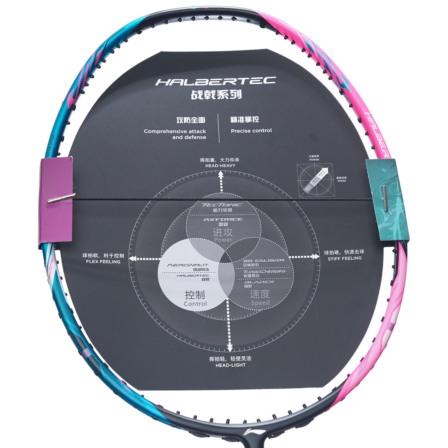 Badmintonschläger HalberTec 8000 (3U) Green/Pink - unbespannt  - AYPT013-1