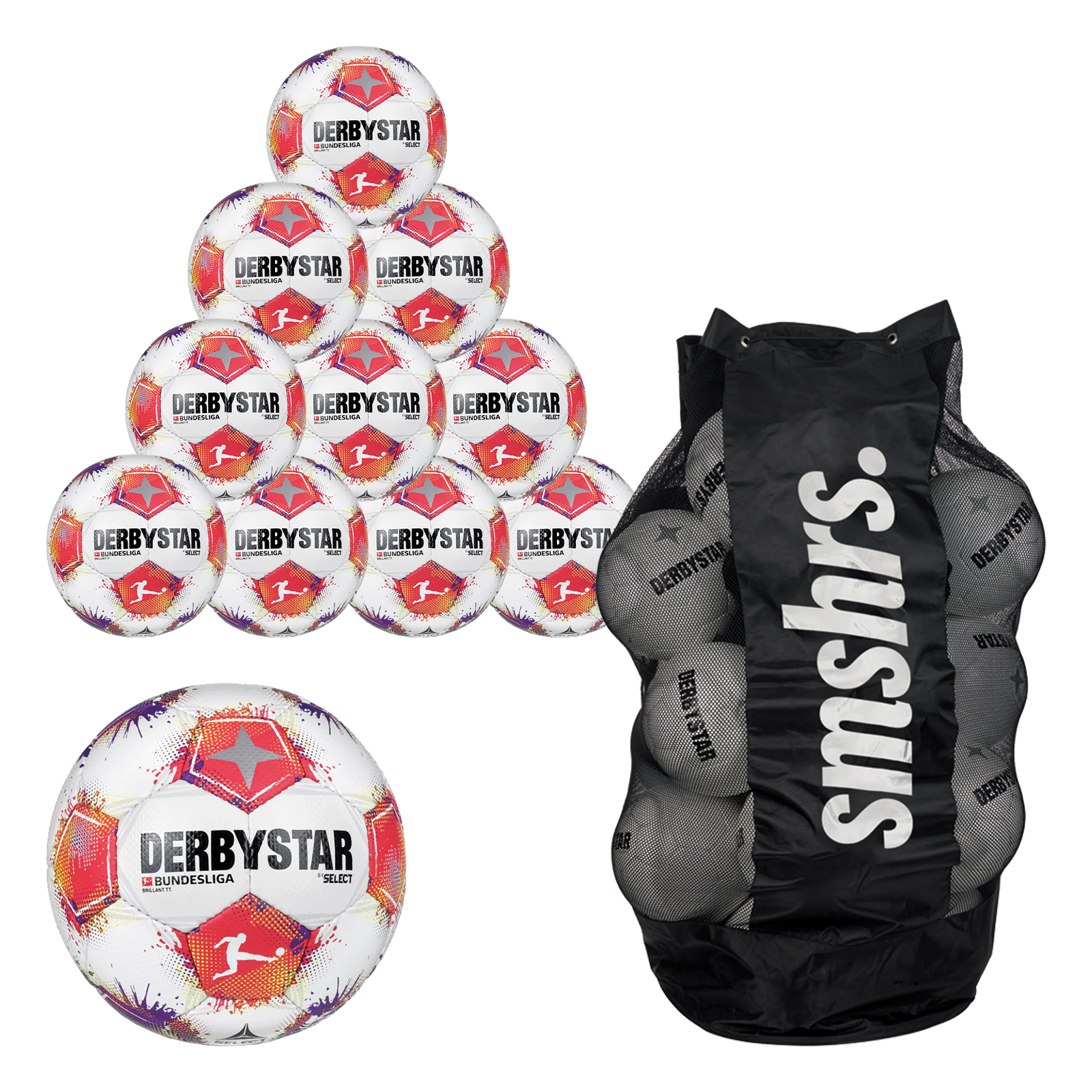 Derbystar 10er Ballpaket Bundesliga Brillant TT v25 inkl. 1x Ballsack