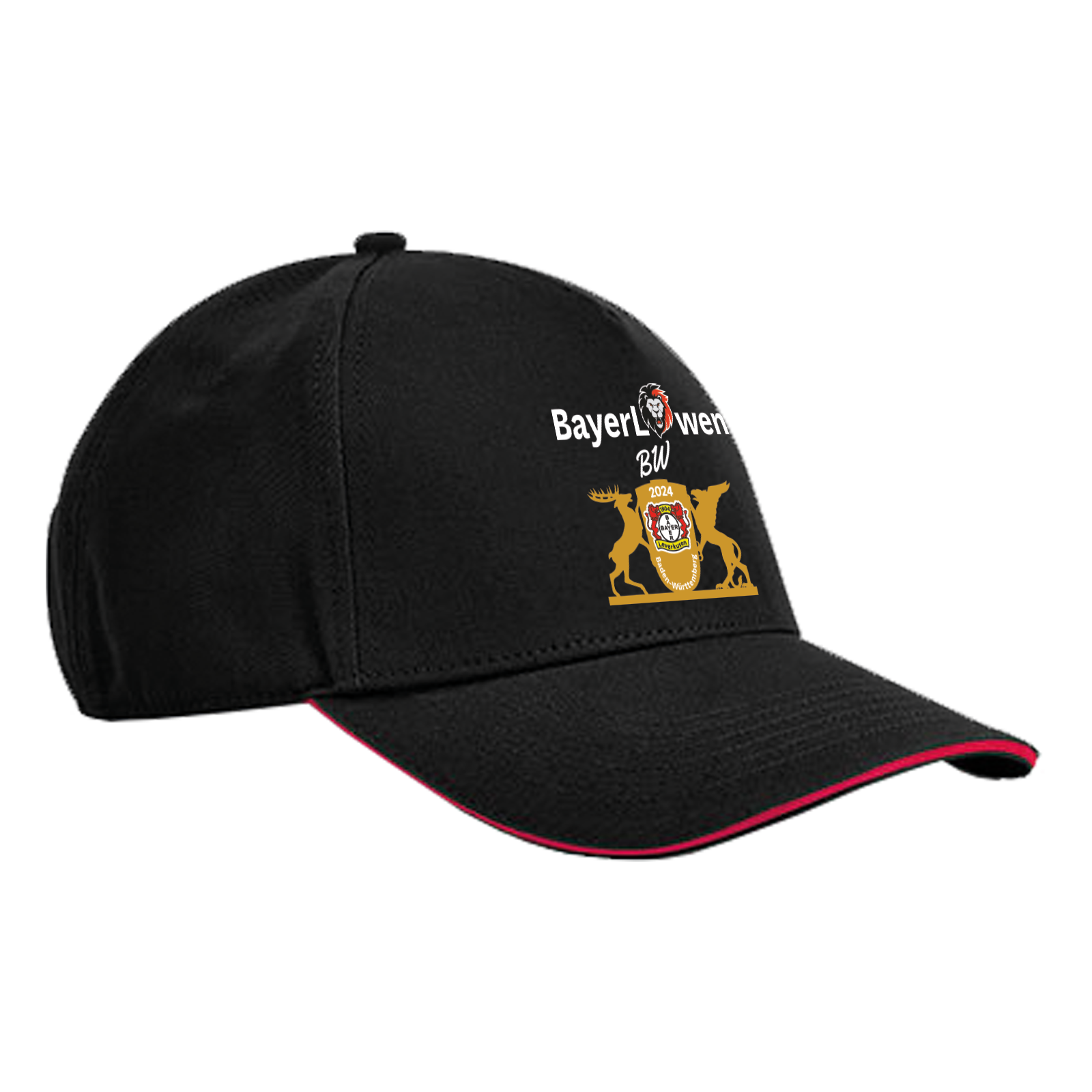 BayerLöwen 5 Panel Cap "Black-Red"