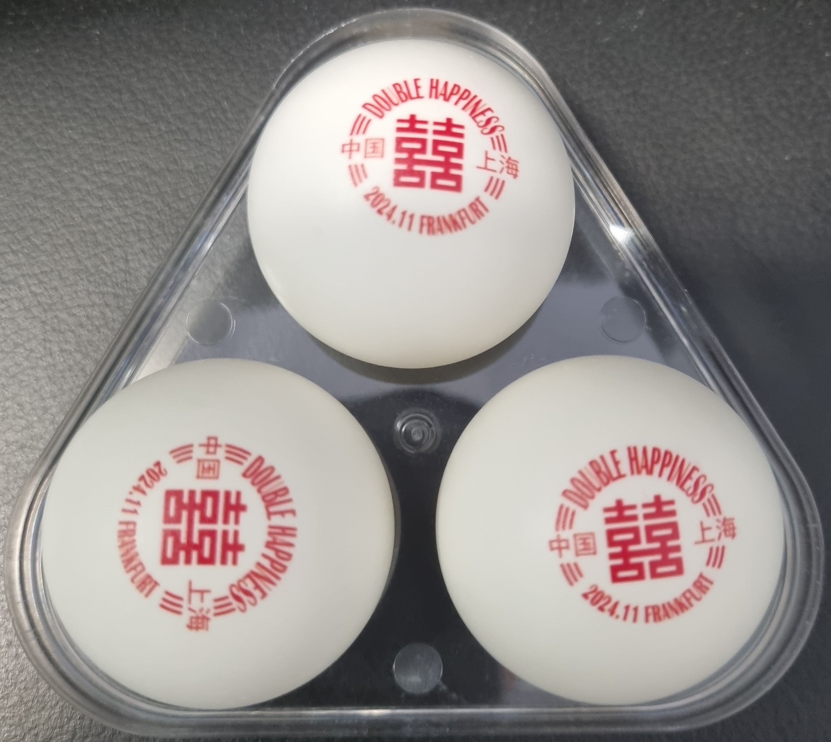 DHS Tischtennis Hülle/-Tasche für 3 Bälle inkl. 3 Bälle Wang C. Portrait - DXGP011-1