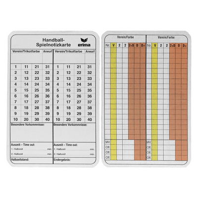Erima Spielnotizkarten Handball